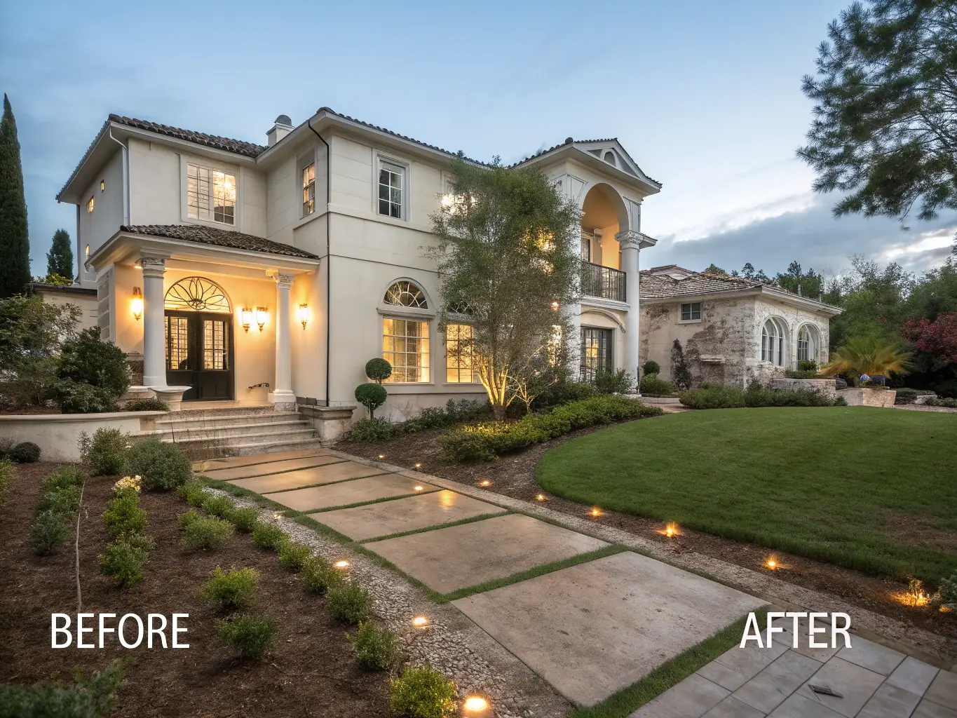 A before-and-after shot of a property refurbishment project, showcasing the transformation and increased value.