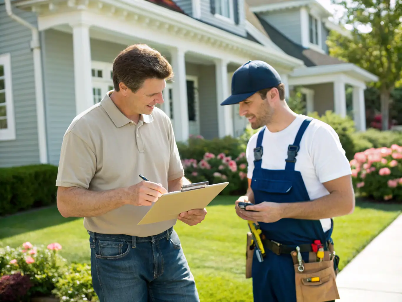 A photo of a property manager conducting a routine inspection of a residential property, ensuring everything is in good working order.
